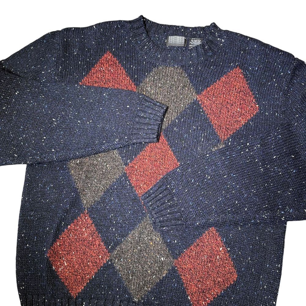 Vintage Argyle Wool Blend‎ 90's Grandpa Crewneck Sweater Size XL